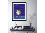 Bild QUEENCE "Laura's Stern", blau (farbe rahmen: schwarz, farbe bild(er): blau, goldfarben), B:40cm H:50cm, Acrylglas, Holz, Papier, Bilder, Bild, HD Premium Poster-Druck inkl. Holzrahmen