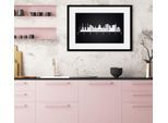Bild QUEENCE "Hannover Sehenswürdigkeiten", schwarz (farbe rahmen: schwarz, farbe bild(er): schwarz), B:70cm H:50cm, Acrylglas, Holz, Papier, Bilder, Bild, HD Premium Poster-Druck inkl. Holzrahmen