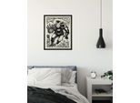 Wandbild KOMAR "Marvel Iron Man Lino-Cut", schwarz (farbe bild(er): schwarz, weiß), Disney, 1 Stk., Vlies, Bilder, Wandbild, 50 x 70 cm (Breite x Höhe) - Kinderzimmer, Dekoration