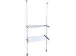Teleskopregal WENKO "Modell Herkules Twin", grau (weiß, grau), B:120cm H:300cm T:42,5cm, Kunststoff, Metall, Regale, Teleskopregal, 2 Trägerstangen, 2 verstellbare Ablagen, ideal für Bad & Abstellkammer