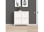 Schuhschrank HOME AFFAIRE "Madrid, Schuhaufbewahrung mit Griffen, skandinavisches Design", weiß, B:102,4cm H:102,9cm T:24,6cm, Holzwerkstoff, Schränke, Schuhschrank, Mit 4 Klappen, jeweils 2 Böden, B: 102 cm, H: 103 cm, Zwei Griffarten