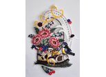 Fensterbild STICKEREIEN PLAUEN "Vogel auf Schuh", bunt, B:22cm H:32cm, Polyester, Fensterbilder, Fensterbild