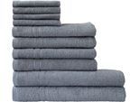 Handtuch Set DYCKHOFF "Kristall", grau, 10 Stk., Walkfrottee, Walkfrottee, Obermaterial: 100% Baumwolle, Handtuch-Sets, Handtuch Set, mit feiner Bordüre, Duschtücher, Handtücher und Gästetücher