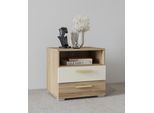 Nachtkommode HOME AFFAIRE "Bitry, Breite 46 cm, moderner Nachtschrank mit 2 Schubladen", beige (wildeiche, wildeiche, beige), B:46cm H:45cm T:40,5cm, Sideboards, Nachtkommode, Nachttisch, viel Stauraum, offene Fach