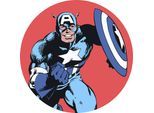 Wandtattoo KOMAR "selbstklebendes Vlies, Marvel PowerUp Captain America, Gr. 125x125 cm", bunt, B:125cm H:125cm T:0,1cm Ø:125cm, Folie, Wandtattoos, Wandtattoo, rund und selbstklebend