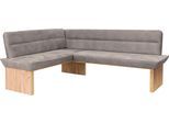 Eckbank OTTO HOME "Beluna Polsterbank, Sitzecke", grau (grau, decor wotan eiche), B:210cm H:89cm T:169cm, Polyester, Sitzbänke, Eckbank, mit Wellenunterfederung im Sitz, TOPSELLER