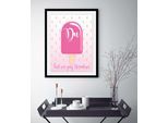 Bild QUEENCE "DU", pink (farbe rahmen: schwarz, farbe bild(er): pink), B:40cm H:50cm, Acrylglas, Holz, Papier, Bilder, Bild, HD Premium Poster-Druck inkl. Holzrahmen