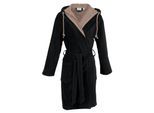 Unisex-Bademantel CARL ROSS "velours" Gr. L, schwarz (deep schwarz, deep khaki), L:130cm, Velours, Hausmäntel, Unisex-Bademantel, Kapuze