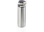 Thermoflasche LEIFHEIT "Flip", silber (silberfarben), H:25cm, Edelstahl, Polypropylen (PP), Silikon, Trinkflaschen, Thermoflasche, 600 ml