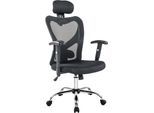 Drehstuhl SALESFEVER "für optimalen Komfort", schwarz (schwarz, chromfarben, chromfarben, schwarz), B:65cm H:114cm T:60cm, Nylon, Polyurethan, Stoff, Stühle, Drehstuhl, Mit elegantem Schmetterlingsmechanismus