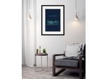 Bild QUEENCE "Heidelberg Sightseeing", blau (farbe rahmen: schwarz, farbe bild(er): blau), B:30cm H:40cm, Acrylglas, Holz, Papier, Bilder, Bild, HD Premium Poster-Druck inkl. Holzrahmen