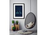 Bild QUEENCE "Hamburg Sightseeing", blau (farbe rahmen: schwarz, farbe bild(er): blau), B:40cm H:50cm, Acrylglas, Holz, Papier, Bilder, Bild, HD Premium Poster-Druck inkl. Holzrahmen