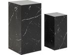 Beistelltisch SALESFEVER "Set an eleganten Beistelltischen", schwarz (schwarz, schwarz, schwarz), B:35cm H:70cm T:35cm, MDF, mit Melaminfolie überzogen, Tische, Beistelltisch, foliert mit Melaminfolie in Marmoroptik