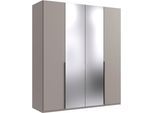 Kleiderschrank WIMEX "Mugano,in 5 Breiten,2 Höhen,2 Tiefen, viele Farben, Made in Germany", saharagrau, griffe schwarz, B:180cm H:208cm T:58cm, Holzwerkstoff, Schränke, Kleiderschrank, mit langen Griffen aus Metall, mit oder ohne Spiegel