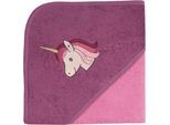 Kapuzenhandtuch WÖRNER "Einhorn", rosa (pink), B:80cm L:80cm, Frottee, Frottee, Handtücher, Kapuzenhandtuch, mit Kapuze, maschinenwaschbar, trocknergeeignet