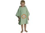 Badeponcho WÖRNER "Löwe helloliv Poncho", grün (helloliv), L:60cm, Baumwolle, Hausmäntel, Badeponcho, maschinenwaschbar, trocknergeeignet