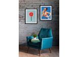 Bild QUEENCE "Daniela", blau (farbe rahmen: schwarz, farbe bild(er): blau), B:40cm H:50cm, Acrylglas, Holz, Papier, Bilder, Bild, HD Premium Poster-Druck inkl. Holzrahmen