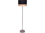 SALESFEVER Stehlampe "Jannes", schwarz (schwarz, natur, chromfarben), 1, Ø 38cm H: 151cm, Leuchten, Dekor Lampenschirm in Holzoptik, Stehlampe