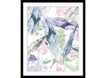 Bild QUEENCE "Eveline", blau (farbe rahmen: schwarz, farbe bild(er): braun, türkis), B:40cm H:50cm, Acrylglas, Holz, Papier, Bilder, Bild, HD Premium Poster-Druck inkl. Holzrahmen