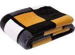 Wohndecke GÖZZE "Antigua", gelb (senf, anthrazit, schwarz), B:150cm L:200cm, Polyester, Wohndecken, Wohndecke, mit modernem Karo, Kuscheldecke, 150x200 cm