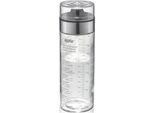 Dressing Shaker GEFU "MIX", silber (transparent, silberfarben, schwarz), H:20,3cm Ø:6,7cm, Glas, Kunststoff, Shaker, Dressing Shaker, Doppelskala (ml/oz), auslaufsicher, 350 ml, Topseller