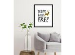 Bild QUEENCE "Young Wild Free", schwarz (farbe rahmen: schwarz, farbe bild(er): schwarz), B:50cm H:70cm, Acrylglas, Holz, Papier, Bilder, Bild, gerahmt