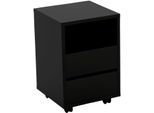 Rollcontainer HOME AFFAIRE "Agapi", schwarz, B:40cm H:62cm T:40cm, ABS-Kunststoff, Holzwerkstoff, Rollwagen, Rollcontainer, Bürocontainer im modernen Design, 40x40x62 cm, 2 Schubkästen