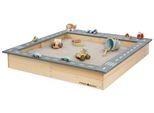Sandkasten MUDDY BUDDY "Highway Hero", beige (natur, grau), Sandkästen, Kinder, B/H/L: 125cm x 20cm x 135cm, Massivholz, Sandkasten, natur - lavagrau, B:125cm H:20cm L:135cm