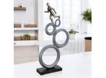 Dekofigur CASABLANCA BY GILDE "Skulptur Running on Rings", silber (anthrazitfarben, kupferfarben), B:26cm H:47cm T:7,5cm, Kunstharz, Dekofiguren, Dekofigur