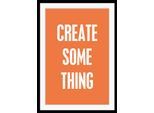 Bild QUEENCE "CREATE SOMETHING", bunt (farbe rahmen: schwarz, farbe bild(er): gelb, grün, blau, pink, türkis), B:40cm H:50cm, Acrylglas, Holz, Papier, Bilder, Bild, HD Premium Poster-Druck inkl. Holzrahmen