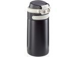 Thermoflasche LEIFHEIT "Flip", schwarz, H:18cm, Edelstahl, Polypropylen (PP), Silikon, Trinkflaschen, Thermoflasche, 350 ml