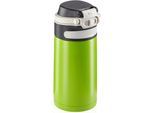 Thermoflasche LEIFHEIT "Flip", grün (kiwi), H:18cm, Edelstahl, Polypropylen (PP), Silikon, Trinkflaschen, Thermoflasche, 350 ml