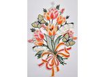 Fensterbild STICKEREIEN PLAUEN "Fensterbild Blüten" Gr. 1, bunt, B:22cm H:33cm, Polyester, Fensterbilder, Fensterbild