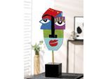 Fantasy-Figur CASABLANCA BY GILDE "Gesicht Abstrakt "Mondrian", bunt, B:19cm H:52cm T:11cm, Kunstharz, Metall, Dekofiguren, Fantasy-Figur