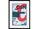 Bild QUEENCE "CGN AIRPORT", rot (farbe rahmen: schwarz, farbe bild(er): rot), B:40cm H:50cm, Acrylglas, Holz, Papier, Bilder, Bild, HD Premium Poster-Druck inkl. Holzrahmen