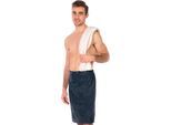 Sarong FRAMSOHN FROTTIER "Saunakilt Herren", grau (anthrazit), L:60cm, Frottier, Hausmäntel, Sarong, hergestellt in Österreich, Dehnbund & Druckknöpfe variabel verstellbar