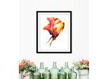 Bild QUEENCE "Darleen", rot (farbe rahmen: schwarz, farbe bild(er): rot), B:50cm H:70cm, Acrylglas, Holz, Papier, Bilder, Bild, HD Premium Poster-Druck inkl. Holzrahmen