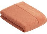 Badetuch VOSSEN "Pure", braun (bronze), B:67cm L:140cm, Frottier, Obermaterial: 100% Baumwolle, Handtücher, Badetuch, Baumwolle & VEGAN, mit eleganter Veloursbordüre