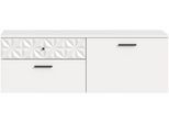 Schuhschrank HOME AFFAIRE "VICENZA, hängend, 2 Schubkästen, 1 Klappe, 2 Fächer, Ornamentabsetzung", weiß, B:110cm H:38cm T:35cm, FSC-zertifizierter Holzwerkstoff, MDF, Schränke, Schuhschrank, Hängeschrank, Flurschrank, Dielenschrank, Anrichte, Kommode