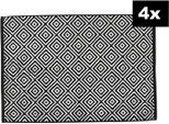 Badematte DONE. "DAILY SHAPES Diamond 4er-Set", schwarz, H:5mm, Baumwolle, Badematten, Badematte, Badvorleger aus 100% Baumwolle, Jacquardgewebt