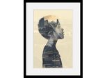 Bild QUEENCE "Jong", grau (farbe rahmen: schwarz, farbe bild(er): grau, gelb), B:40cm H:50cm, Acrylglas, Holz, Papier, Bilder, Bild, HD Premium Poster-Druck inkl. Holzrahmen