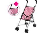 Puppenbuggy BAYER, rosa (sterne altrosa), Puppenwagen, KinderB:27cm H:56cm T:47cm, Kunststoff, Metall, Polyester, Puppenbuggy, mit Tasche, B:27cm H:56cm T:47cm