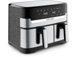 TEFAL Heißluftfritteuse "Jamie Oliver by Tefal EY90JDE Dual Easy Fry & Grill", schwarz (schwarz, edelstahl), B:43,5cm H:34cm T:47,5cm, Fritteusen, Heissluftfritteuse Doppelkammer, 8 automatische Programme, EY90JDE, Heißluftfritteuse