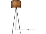 PACO HOME Stehlampe "Trina Cube", schwarz, H: 148,5cm, Leuchten, Lampenschirm Stoff Modern Wohnzimmer Stehlampe Leselampe E27 Rund, Stehlampe