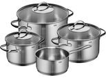Topf-Set SILIT "Achat", silber (edelstahl), B:29,6cm H:26,2cm L:57,6cm Ø:24cm, Töpfe, Topf-Set, rostfrei, Silitherm-Allherdboden, induktionsgeeignet