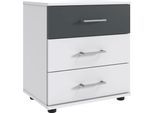 Nachtkommode WIMEX "Taiga", weiß (weiß, graphit), B:52cm H:58cm T:38cm, Holzwerkstoff, Sideboards, Nachtkommode, mit 3 Schubladen, 52cm breit