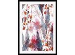 Bild QUEENCE "Ida", blau (farbe rahmen: schwarz, farbe bild(er): türkis), B:50cm H:70cm, Acrylglas, Holz, Papier, Bilder, Bild, HD Premium Poster-Druck inkl. Holzrahmen