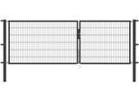 Zaundoppeltür ALBERTS "Flexo", grau (anthrazit), B:350cm H:120cm, Stahl, Tore, Zaundoppeltür, 350 cm Breite, in versch. Höhen