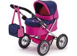 Puppenwagen BAYER "Trendy, pink/blau", bunt (pink, blau), Puppenwagen, KinderB:41cm H:67cm T:67cm, Kunststoff, Metall, Stoff, Puppenwagen, inkl. Wickeltasche, B:41cm H:67cm T:67cm