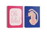 Leinwandbild REINDERS "Oh La La Tiger", blau (farbe bild(er): blau), B:20cm H:30cm T:5cm, Bilder, Leinwandbild, Teenager Zimmer - Blau - Leinwand - Sprüche - 20x30 cm